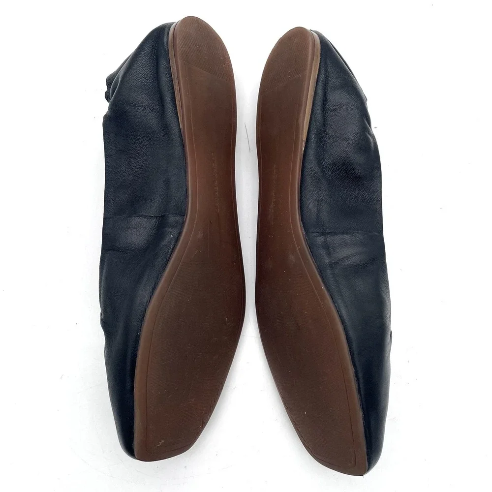 Lucky Brand Giorga Black Leather Ballet Flats Womens 9.5M Square Toe Shoes